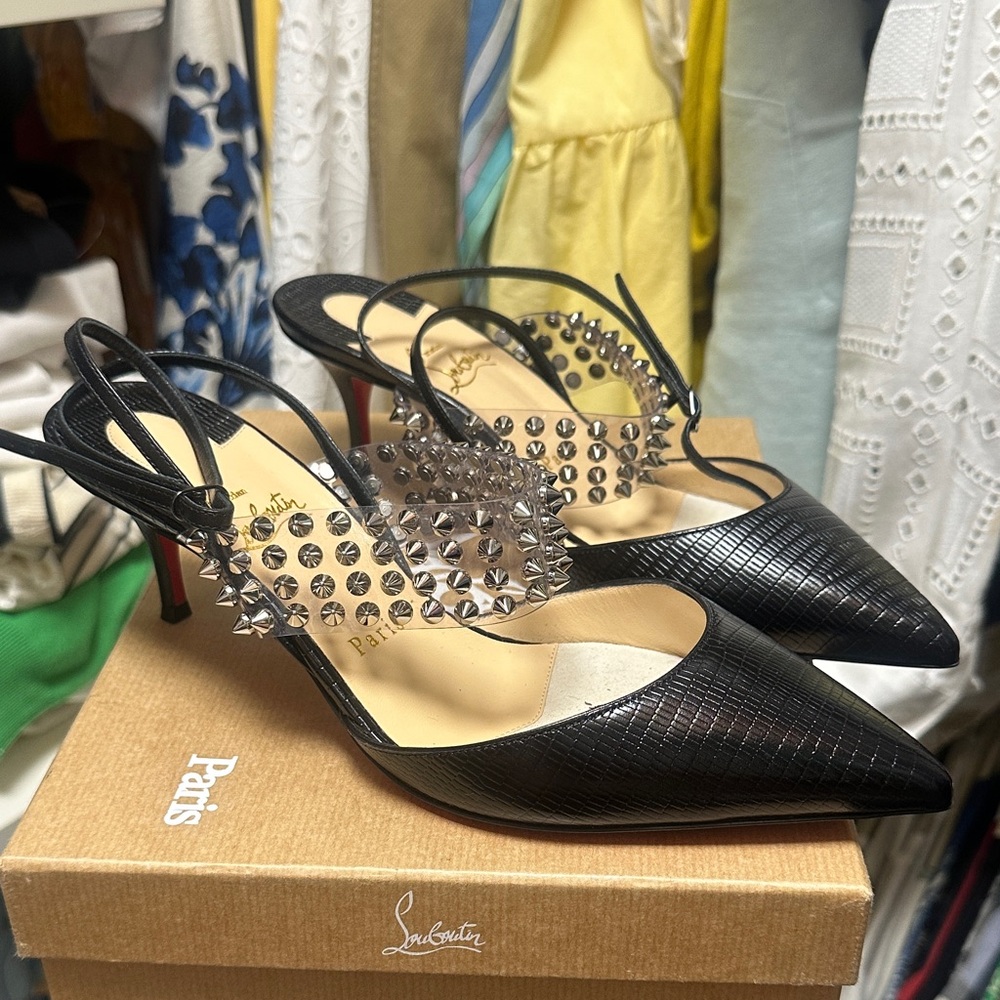 Christian Louboutin Black Studded Women's kitten Heels
